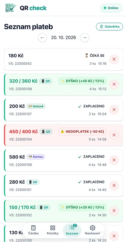 ✨ Automatické spárování, kontrola dýšek i nedoplatků