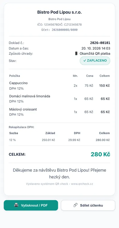 🧾 Denní uzávěrky (Z-report) a digitální e-účtenky